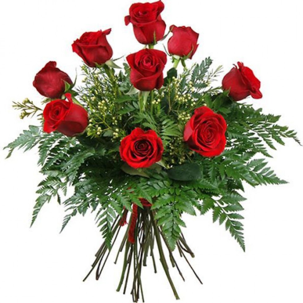 Bouquet de fleurs de 9 roses rouges, amour, st-valentin, roses - Fleuriste  la Diva à Laval