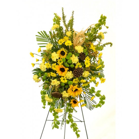 Funeral Standing Spray Serene Sunflowers