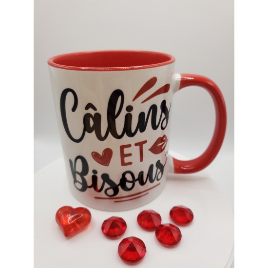 Love Gift Ceramic Mug 'Câlins et Bisous'