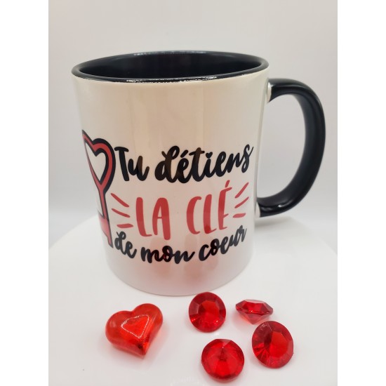 Love Gift Ceramic Mug 'La clé de mon coeur'